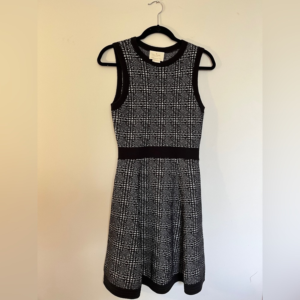 Kate Spade Black and White Checkered Midi Dress